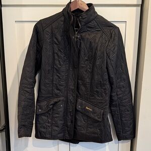 Quilted Barbour Jacket, US 8, Black